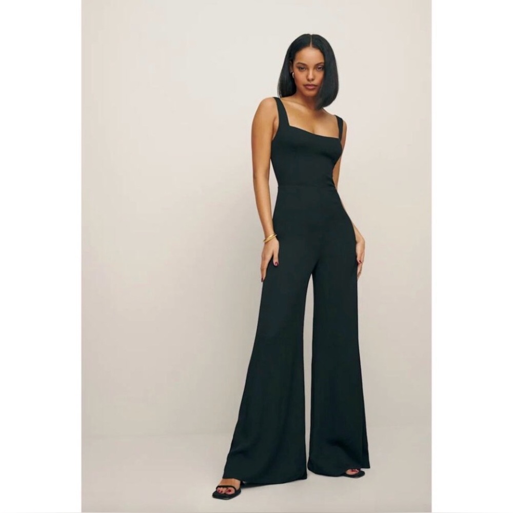 Reformation Kallie Wide Leg Sleeveless Jumpsuit Black Size 4